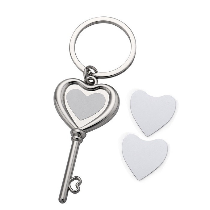 Valentine'S Day Gift DIY Zinc Alloy Sublimation Photo Heart Key Keychain