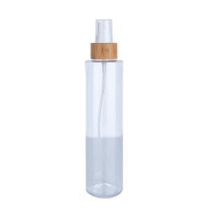 China 220ml Transparent Cylindrical Clear Bottle With White Spray For Cosmetic Bamboo Bottle wholesale