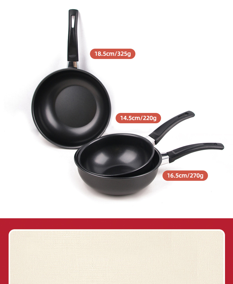 Black Mini Kitchen Sauce Pans Iron Non Stick With Bakelite Handle