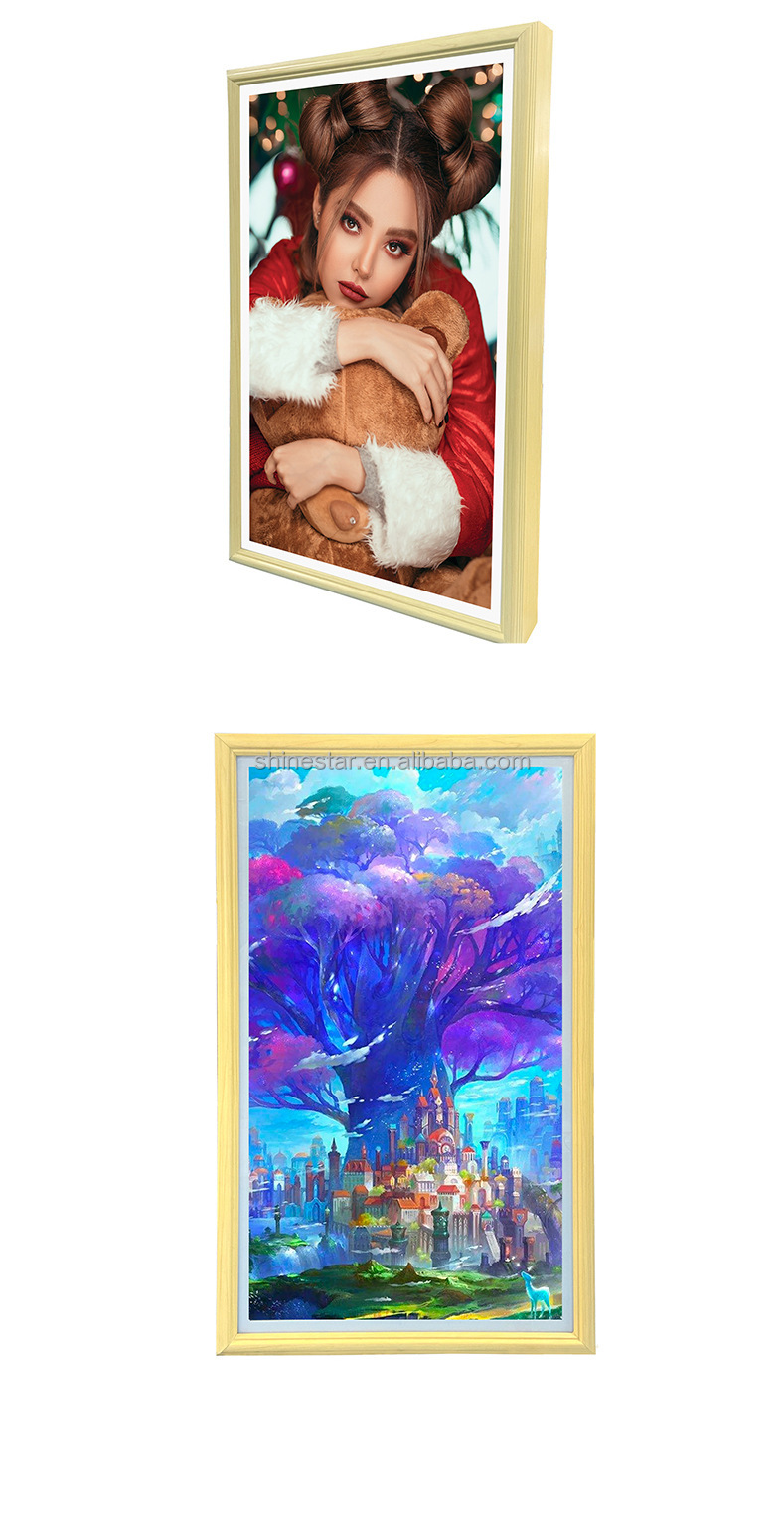 32" inch wooden frame LCD video photo frame NFT display for gallery advertising signage kiosk with WIFI network Android OS
