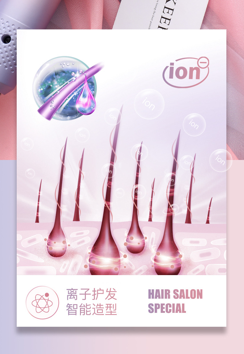 Advanced Blue Light Ion Technology Net Red Hair Dryer with High Power and Hot/Cold Air