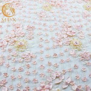 China Multiple Colors Tulle 3D Floral Lace Fabric Nylon Embroidery Lace Fabric wholesale