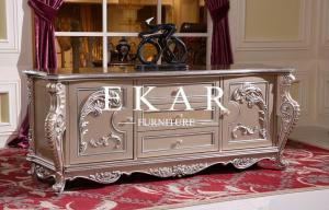 China Classic Wood Carved Cabinet Solid Wood Antique Gold Luxury Tv Stand wholesale
