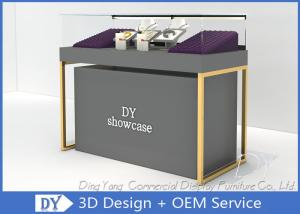 China Wood Base Gray Lacquer Jewelry Store Showcases With Logo Customized In Front Of The Storage wholesale