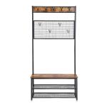 Industrial Hallway Coat Rack Furniture, Coat Stand with Shoe Bench, Coat Stand,