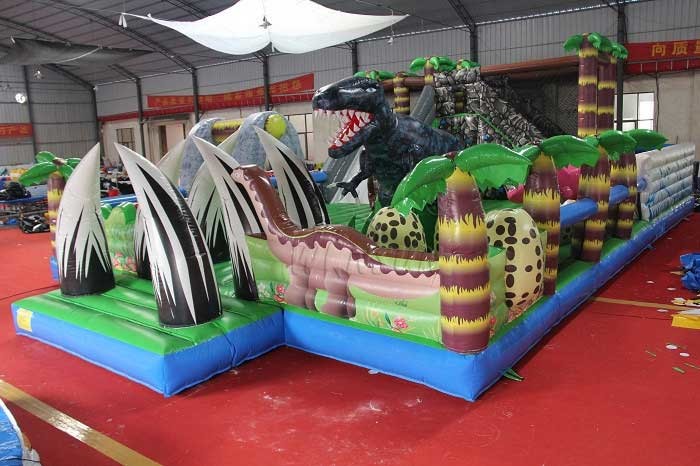 Dinosaur Themed Inflatable Fun City , Commercial Kids Inflatable Jumper