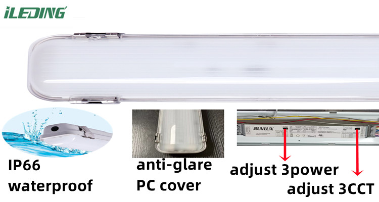 120-277V/120-347V 60W 4FT Led Vapor Tight Tri Proof Light Fixture for Car Parking Lot