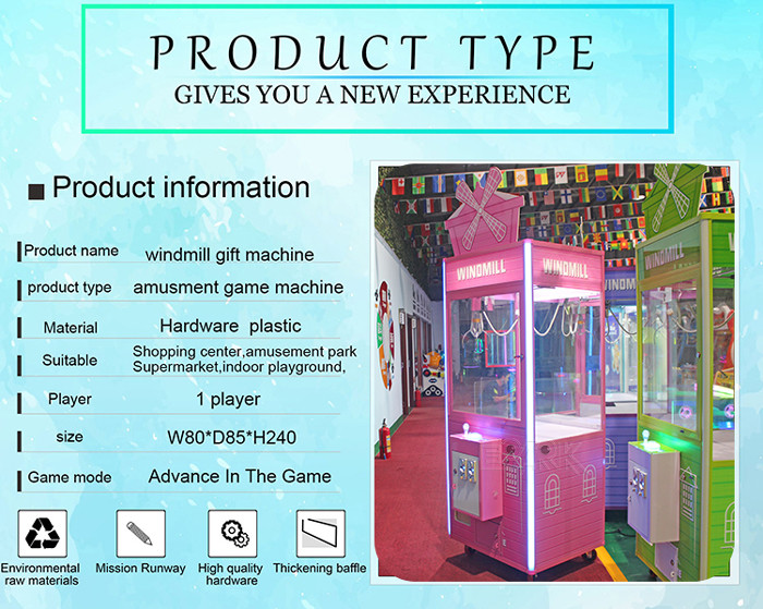 Coin Operated Windmill Gift Game Machine Toy Plush Crane Claw Machine