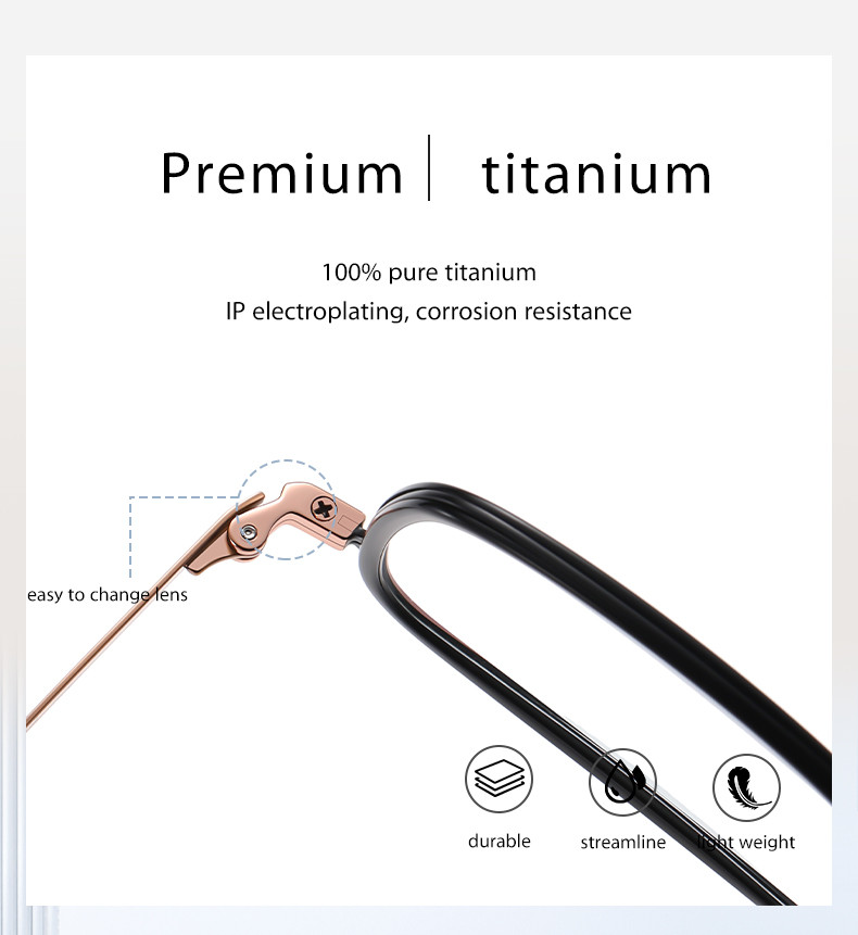 IP Plating Pure Acetate Titanium Glasses , Stable Clear Lens Glasses