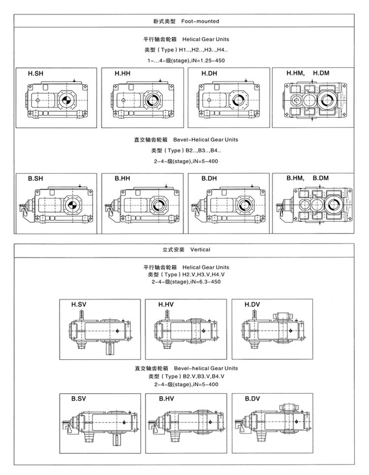 H Type Parallel Shaft Bevel Helical Gearbox High Torque Large Gear Ratio