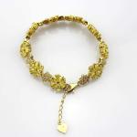 Gold Plated 925 Silver Link Flower Citrine Cubic Zircon Tennis Bracelet
