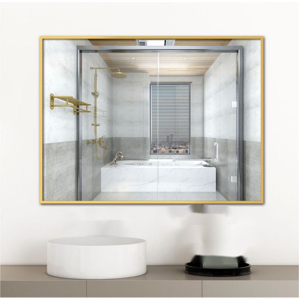 Large Aluminum Art Gold Frame Mirror for Bathroom Decoration Wall Hanging Mirror