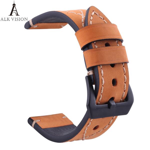 Quality Watchband Genuine Cow Leather Watch Straps Black Brown Gray Wear-resistant Swearproof 20mm 22mm 24mm 26mm Watch Accessor for sale