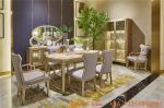 Light luxury dining room furniture Nice wood table with Leather dining chairs