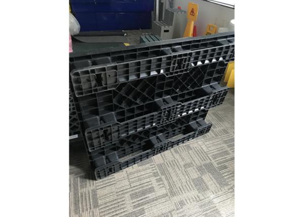 Black Stackable Plastic Pallets 48x40" HDPE Material Excellent Moisture
