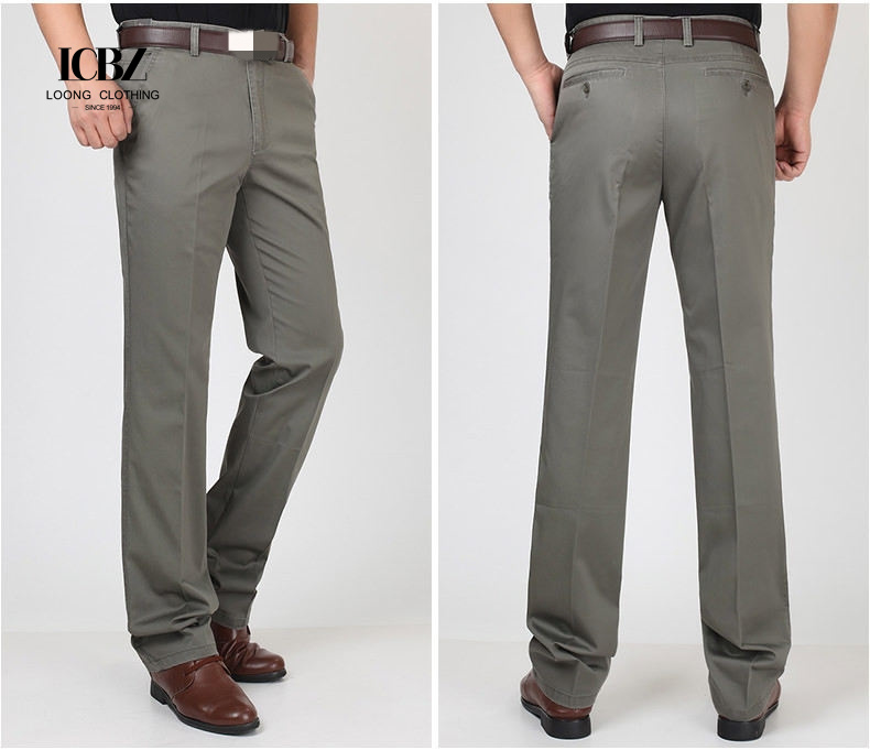 Men's Regular Fit Low Smart Side Pocket Dress Pant Suits with Straight Leg in Khaki