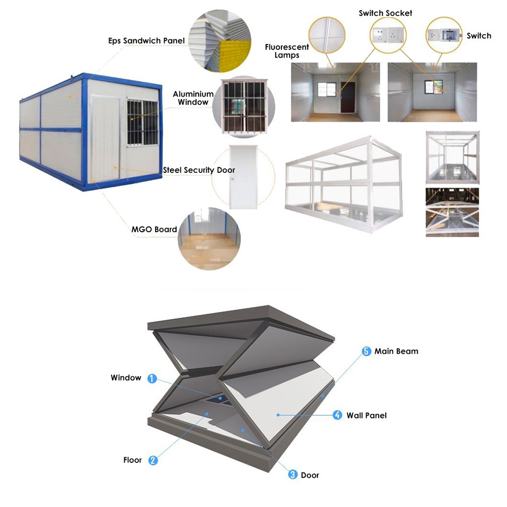 Portable Foldable Heat And Sound Luxury Apartment Fast Install Folding Container House Beautiful and with Optional Wall