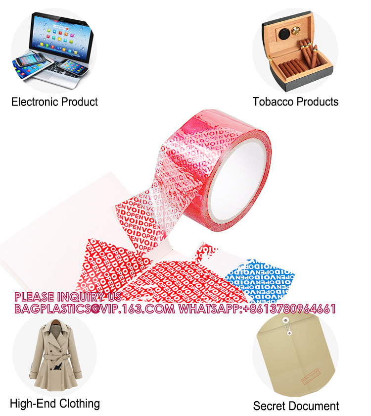 Custom Packaging Seal Safety PET Film Tamper Resistance Evidence Void Security Tape Roll