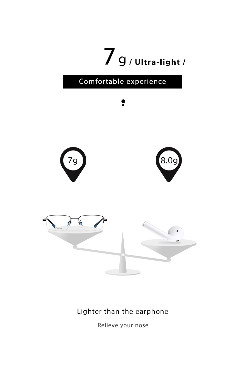 Optical Titanium Metal Glasses Flexible , Men Women Half Rim Glasses