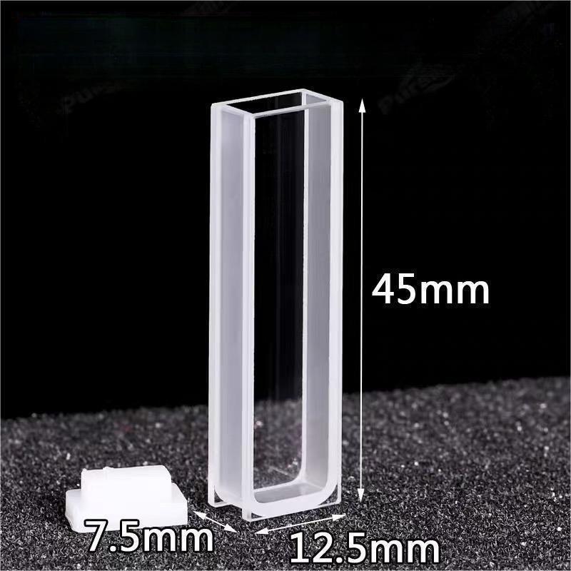 High Transmittance JGS1 Quartz Cuvette Customizable for 200-2500nm Optical Path 10mm
