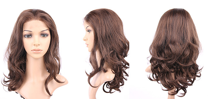 Dark Brown Synthetic Front Lace Long Wigs Curly High Temperature Fiber Wig