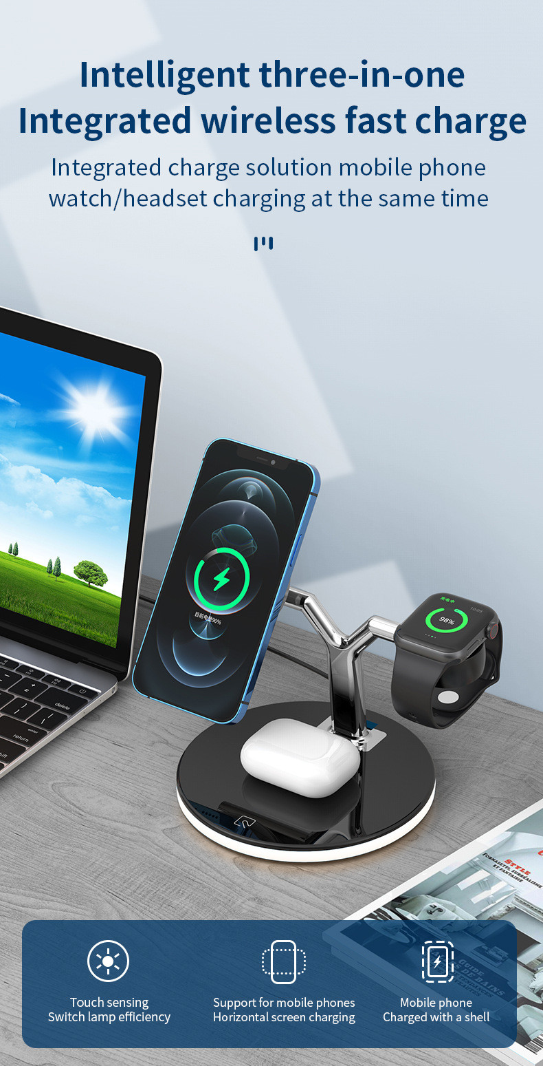 3 In 1 Fast Magnetic Wireless Charger Multifunctional 25W