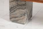 Ceramic Wood Glass Top Dining Table with Marble Base