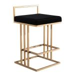 Modern brushed brass gold stainless steel counter stool velvet upholster