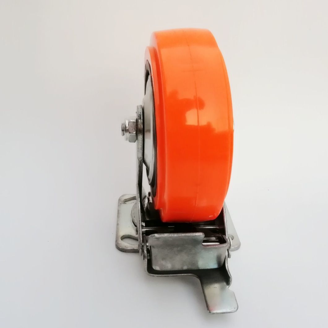 4 5 6 8inch Orange Polyurethane Double Ball Bearing Swivel Castor