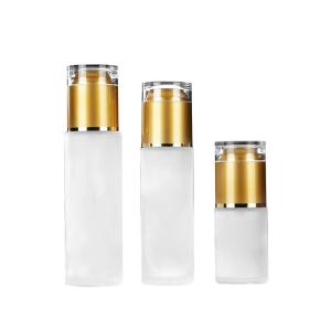 China Spray Cap Frosted 120ml 50g Cosmetic Glass Bottles wholesale