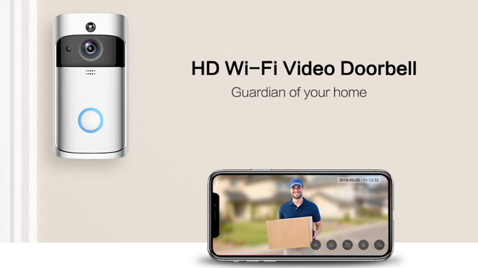 HFSecurity RD01 Wide Angel WIFI VIsua Real Time Two Way Audiol Door Bell