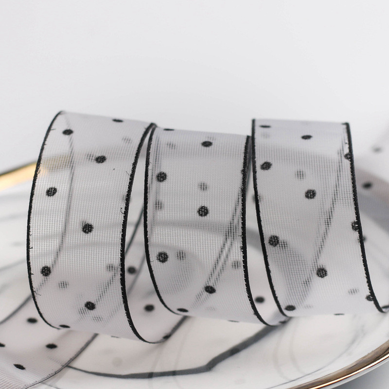 10mm-60mm Dot Velvet Wired Ribbon Embroidery double sided velvet ribbon