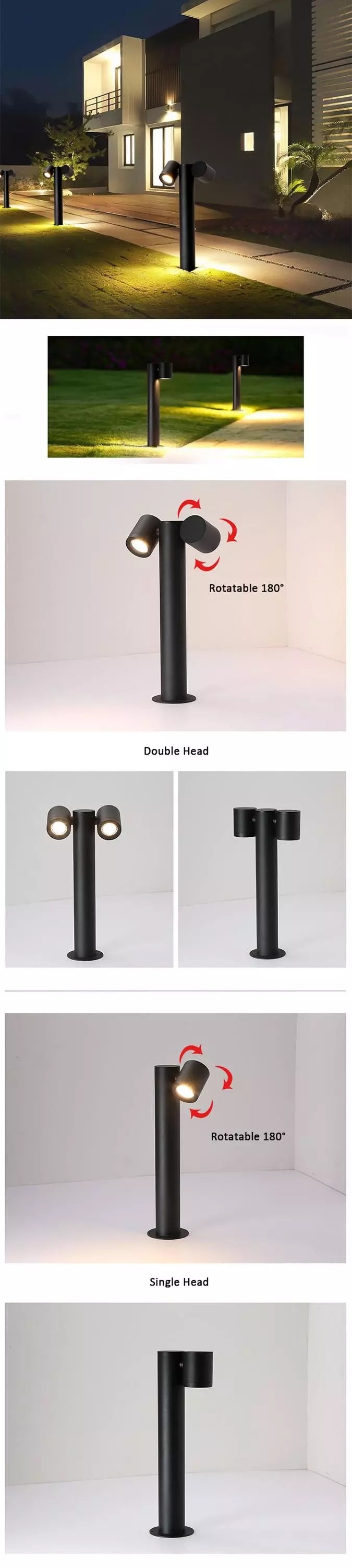 Rotatable LED Lawn Lights Double Head , Waterproof 9w Cob Outside Lawn Lights