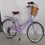 6 Speed Adult Women's Comfort Bike Vintage Lady Fitness City Bicycle with Basket