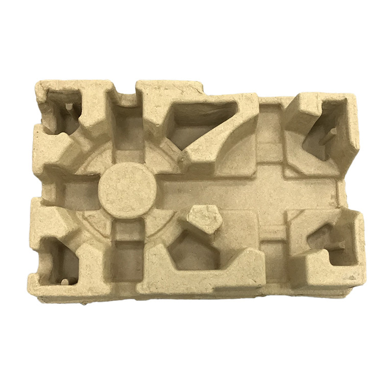 Recycled Paper Molded Pulp Tray Packaging Compostable Ecofriendly Brown for Electronic