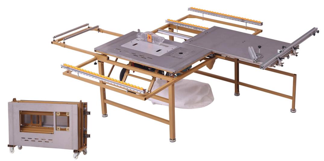 Wood Portable Sliding Table Saw Cutting Machine For Construction Works In Yellow
