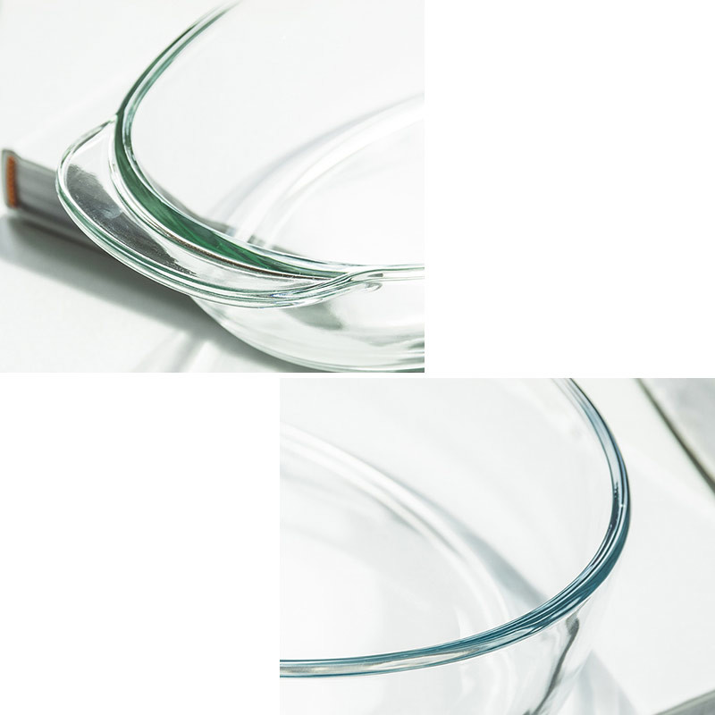 Microwave Oven Heated Transparent Glass Baking Tray
