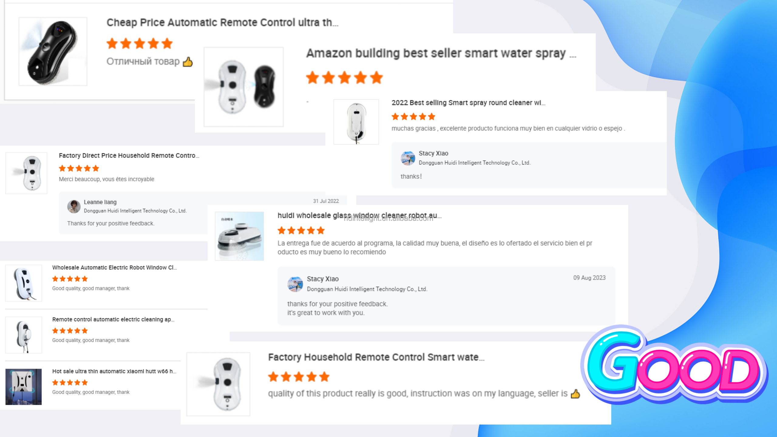 Clean Speed 3 Mins/m2 Huidi Smart Automatic Water Spray Window Cleaning Robot Vacuum