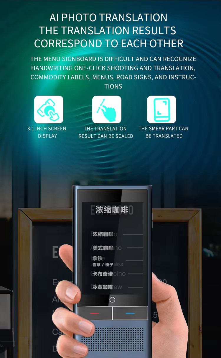 4G SIM Card Instant Voice Translator 3.1inch IPS Screen All Languages