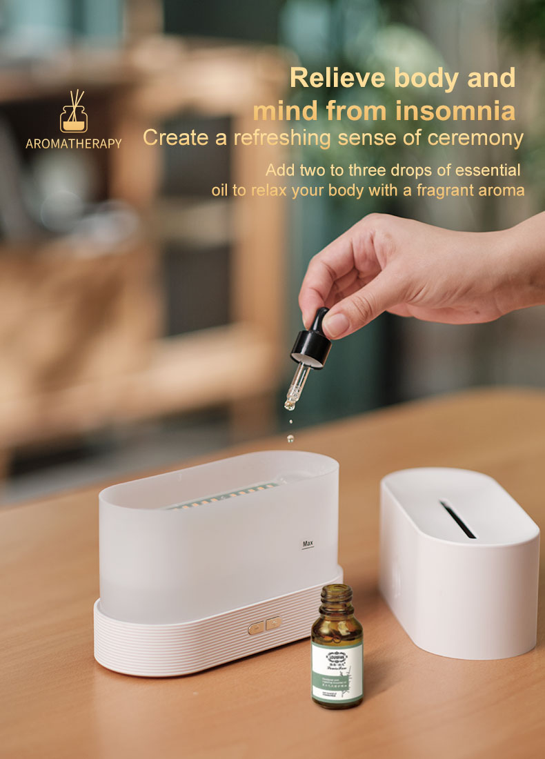 HOMEFISH ABS PP Ultrasonic Aroma Humidifier Flame Aromatherapy Machine 180ml
