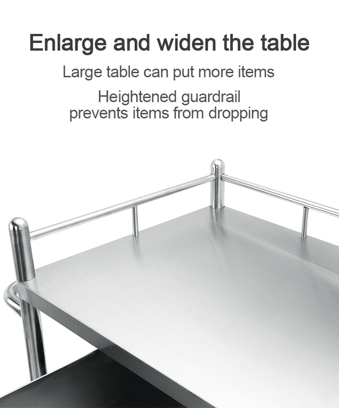 2 Layer Hospital Stainless Steel Medical Instrument Trolley