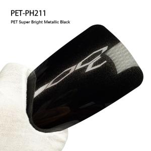 China PET-PH211 PET Bright Metallic Black Automotive Vinyl Wrap Self Healing 1.52m X 18m wholesale