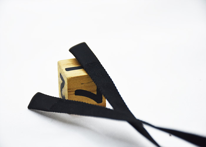 Clothes Black Flat Cotton Tape Ribbon Cord With Both Ends Silicone Drops