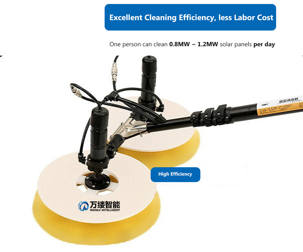 Hot Selling Best Solar Panel Cleaning Tool Equipment Double Head Solar Panel Cleaning Brush Electric Cleaning Brush
