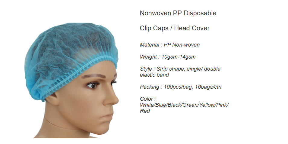 21" White Disposable Non Woven Bouffant Cap For Food Processing