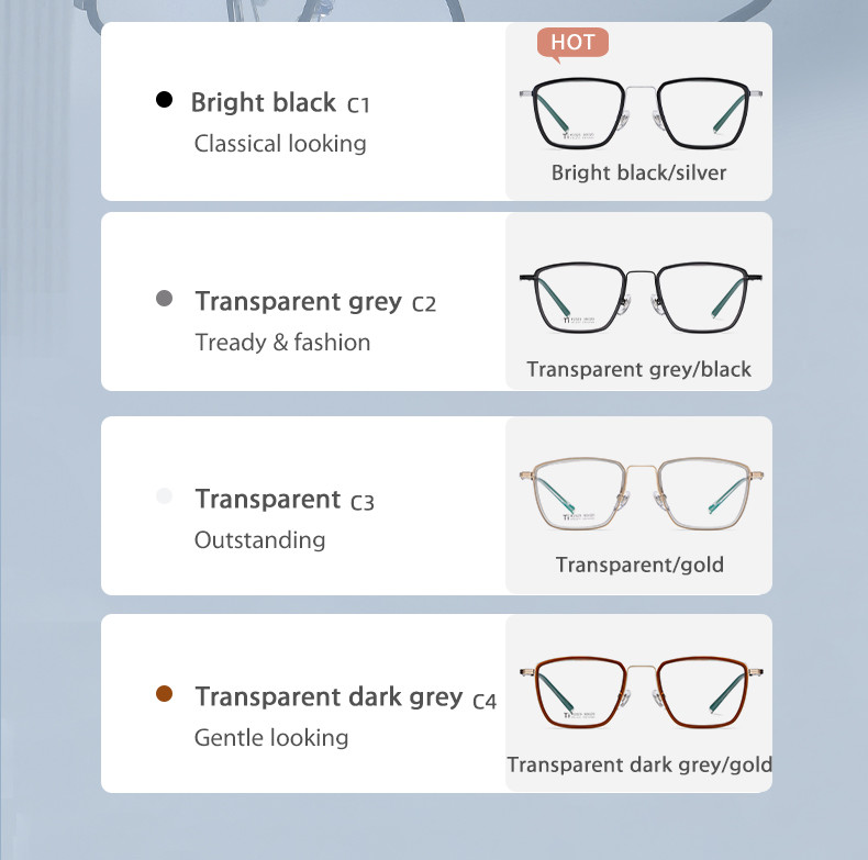 Men'S Black Acetate Glasses Optical Titanium Simple Design OEM