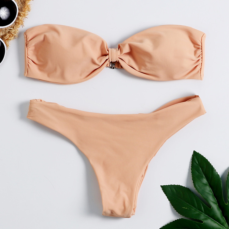 Tiered Layer Tie a Knot Front Top With Low waist Bikini swimsuit high cut