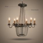 Wood Bead Chandelier Light Fixtures 6 Lights For Living room Bedroom Lighting