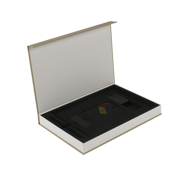 Book Shape Magnetic Closure Rigid gift Cardboard Paper Packaging Box With Eva Insert Custom Print