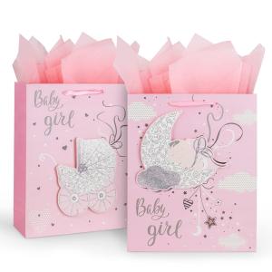 China Custom Color Accepted Paper Bag With Ribbon Handle for Luxury Baby Girl Gift Shopping wholesale